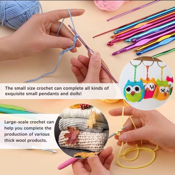 NEW 59-Piece Complete Crochet Kit Starter Beginners Kids W/ Yarn Knitting Tools - Picture 3 of 9